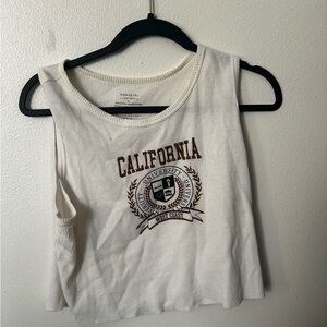 California University White Crop Top